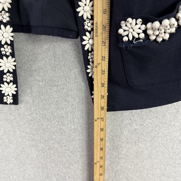 Talbots RSVP blazer womems 16W navy blue beaded open front cotton - Picture 7 of 8